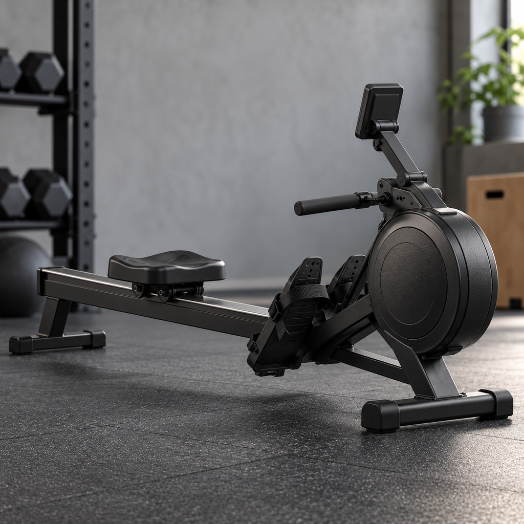 Matte-Black Home Rowing Machine — view 1