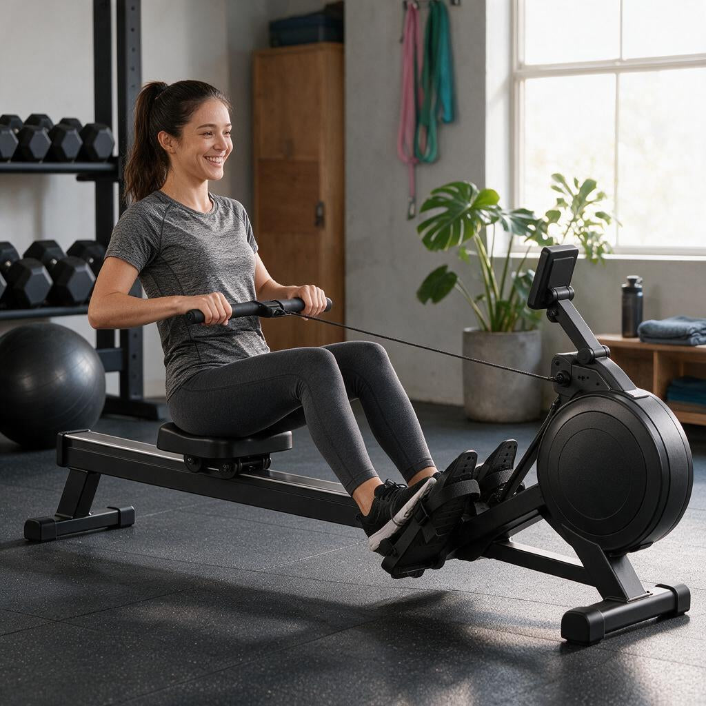 Matte-Black Home Rowing Machine — view 2