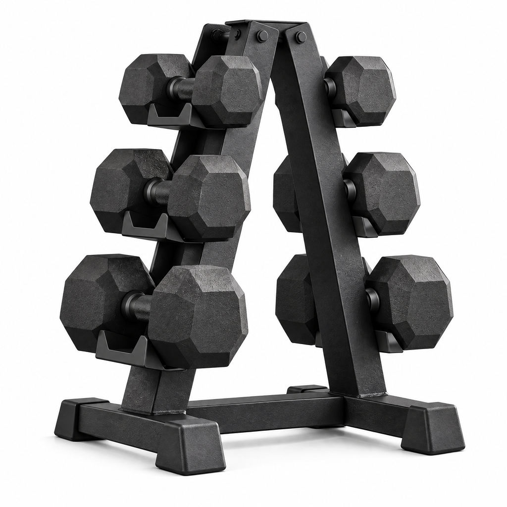 Matte Hex Dumbbell Set with Storage Rack — view 4