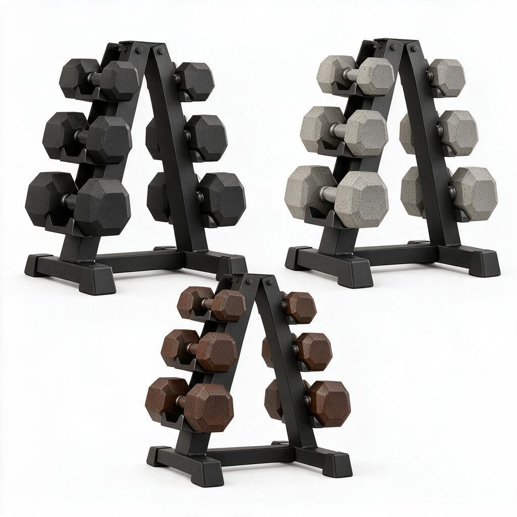 Matte Hex Dumbbell Set with Storage Rack — view 5