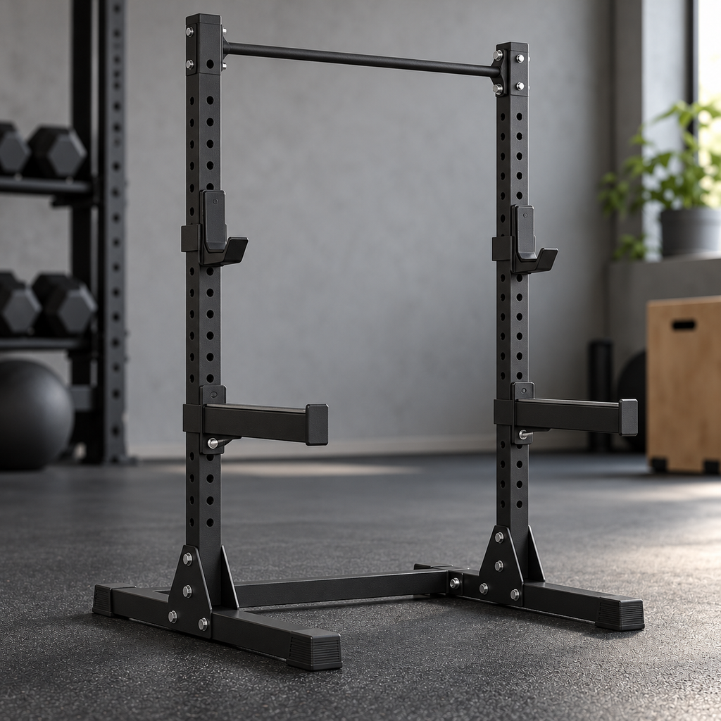 Matte-Black Adjustable Squat Rack — view 1