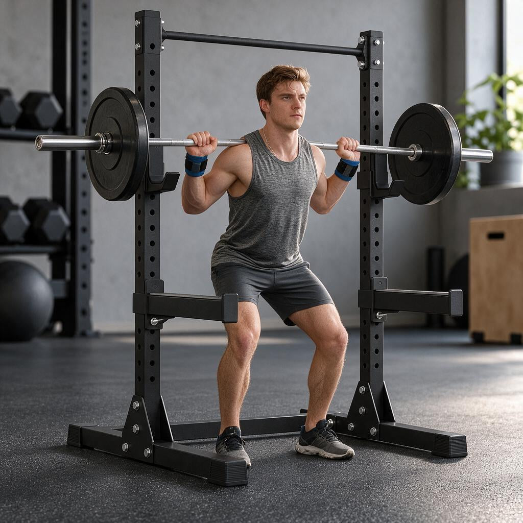 Matte-Black Adjustable Squat Rack — view 2