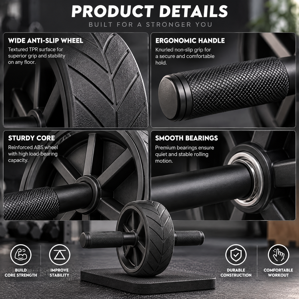 Textured Ab Roller with Knee Pad — view 3
